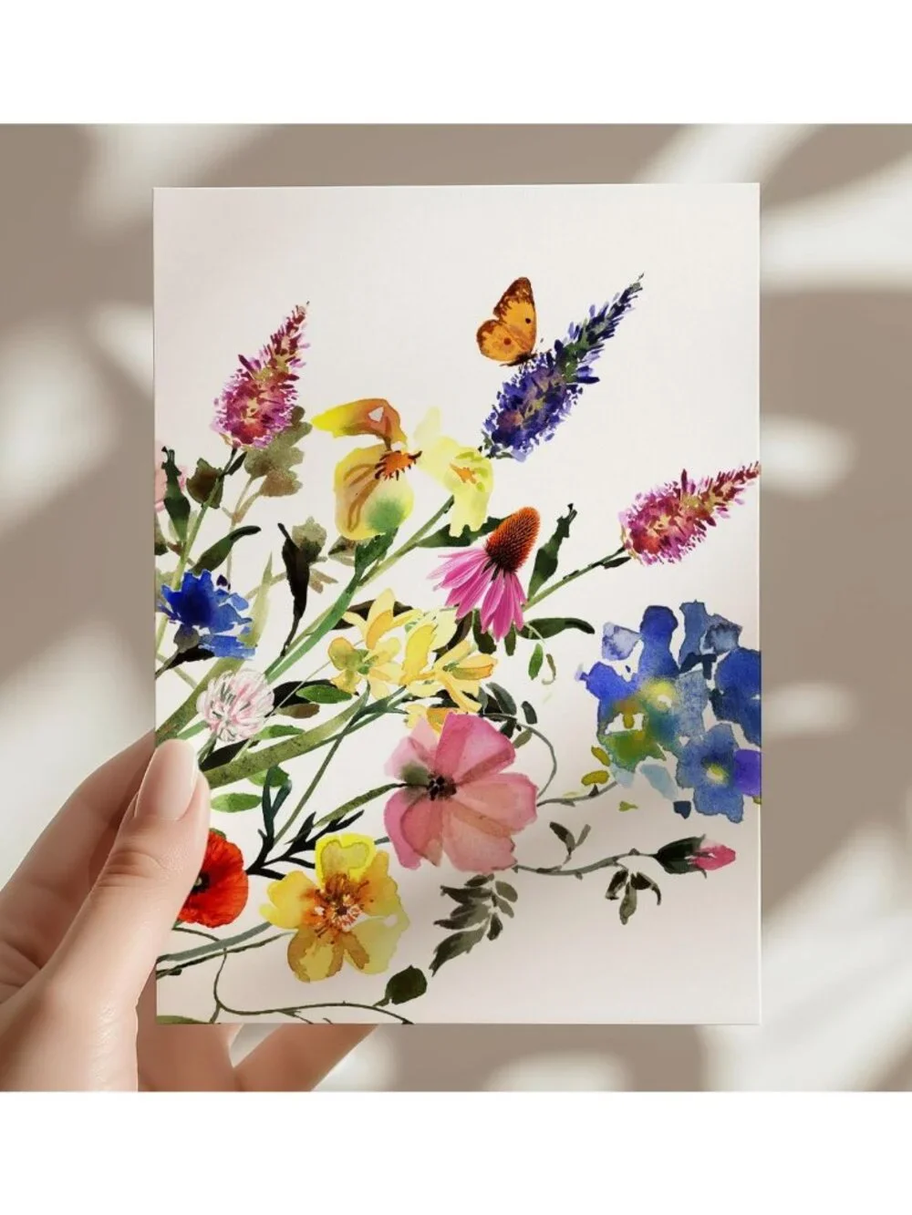 Set of 10 All Occasion 5x7 Blank Note Cards with Envelopes - Watercolor